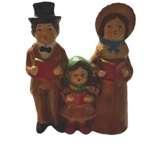 Vtg Musical Chalkware Christmas Carolers Family  ExclusiveKN Japan Does Not Work